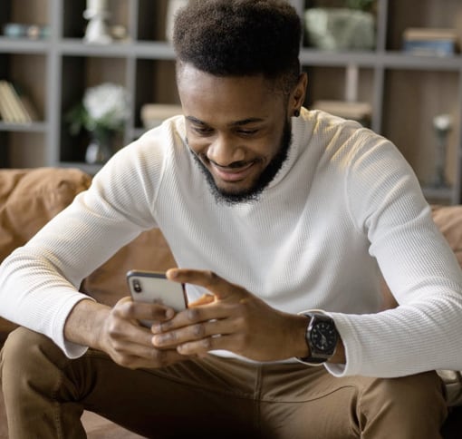 Man using Meet on cellphone